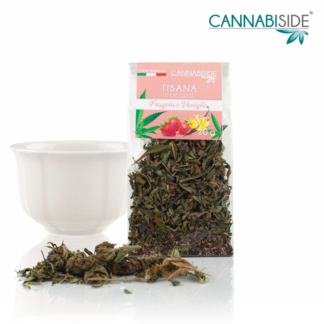 Herbal Cannabis Tea. Hemp Infusions, Strawberry, Vanilla