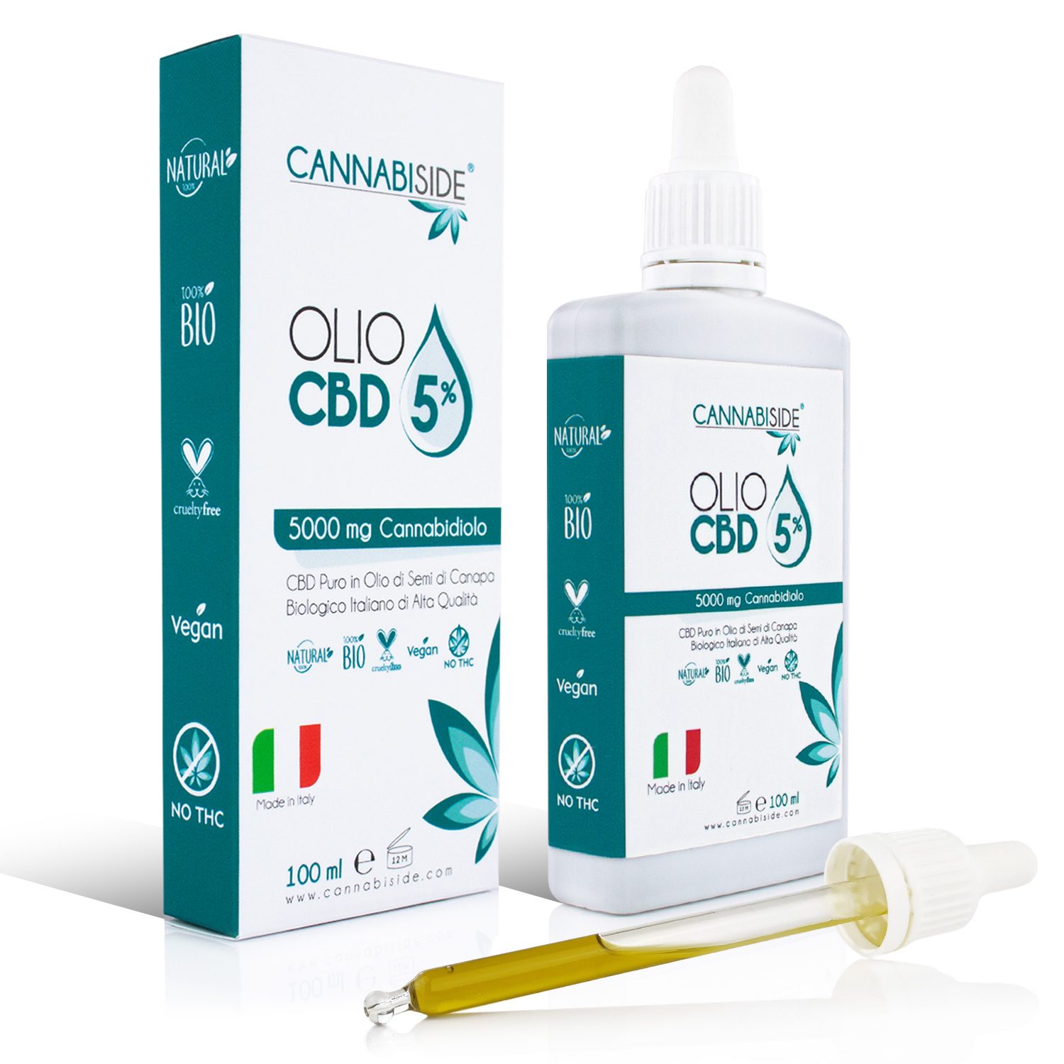 Cbd Oil 5% 5000 mg in Hemp BIO Italian Oil 100 ml