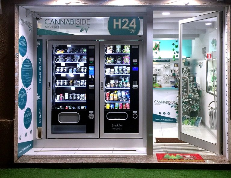 Pics Of the Franchise Cannabis Sativa Store Cannabiside with two Vending Machine